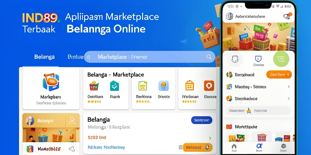 Tampilan antarmuka aplikasi Marketplace IND89 yang menarik dan responsif.