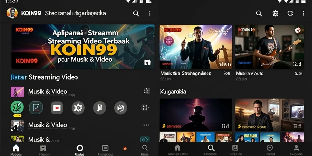 Antarmuka KOIN99 dengan tampilan video streaming yang menarik.