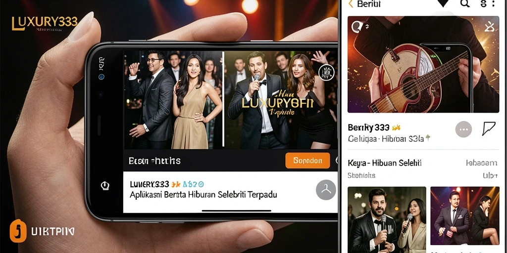 Antarmuka menarik dari aplikasi LUXURY333 dengan fitur hiburan selebriti.