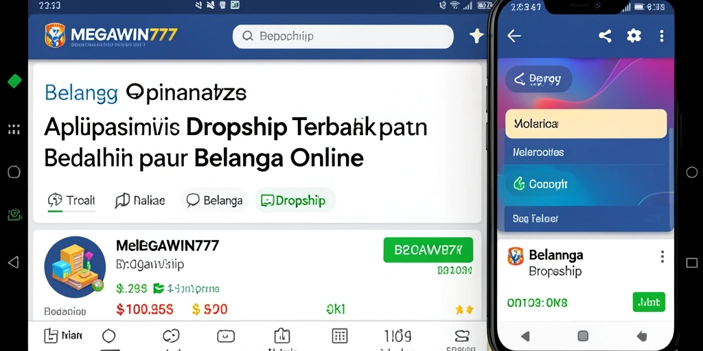 Antarmuka pengguna MEGAWIN777 yang sederhana dan fungsional untuk belanja Dropship.