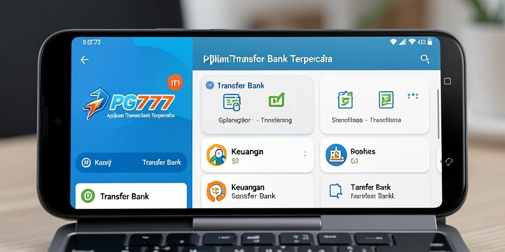 Tampilan antarmuka aplikasi Transfer Bank PG777 yang modern dan intuitif.